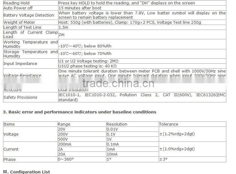 ETCR4200 Double clamp digital phase meter Clamp meter