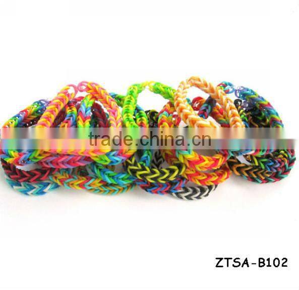 Colorful Braid Loom Rubber Charm Bracelet ZTSA-B113