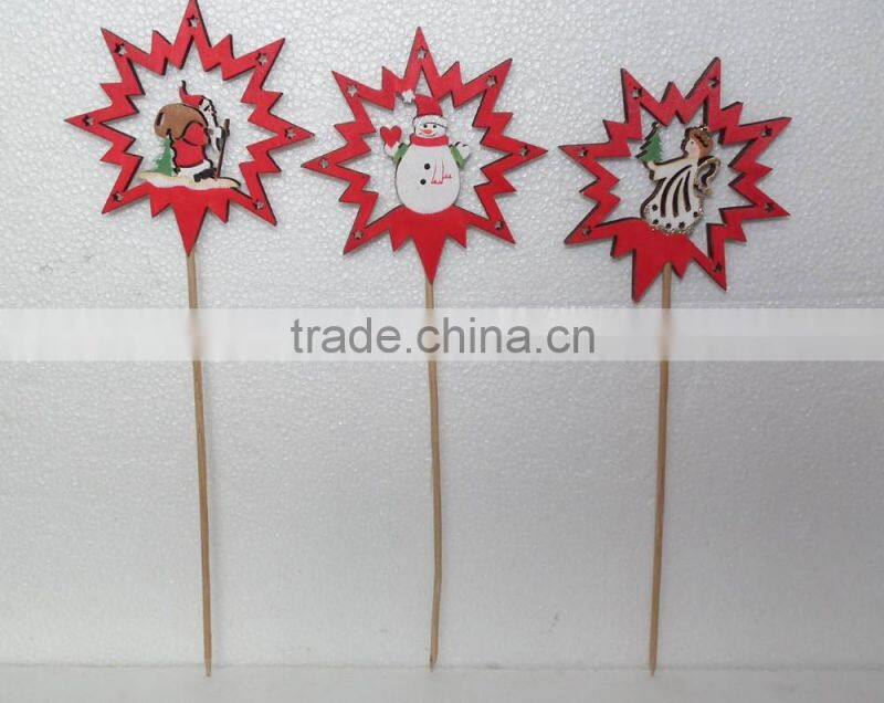 Wooden Santa Clause /Snowman /Angel Stick Christmas outdoor Decoration small gifts for XMAS