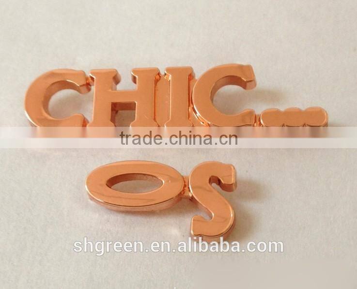 Chic shiny golden metal swing tag for plastic product