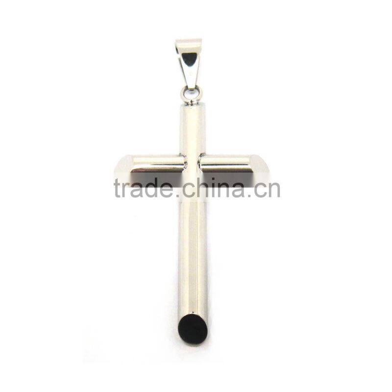High Polish Simple Cube Cross Pendant in Stainless Steel Material