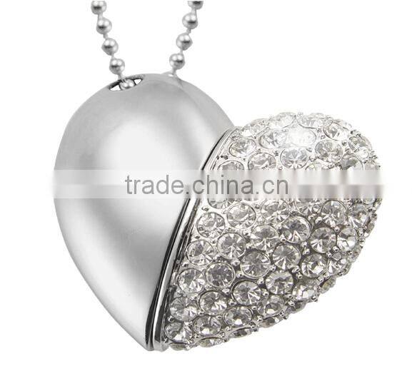 Jewerly heart sharpe pendent quality 64GB usb flash drive wedding gifts