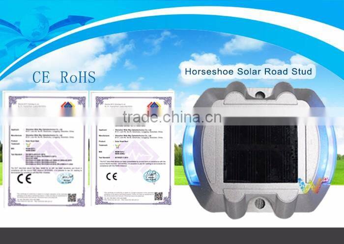 Aluminum solar power blue led flashing light reflective road stud