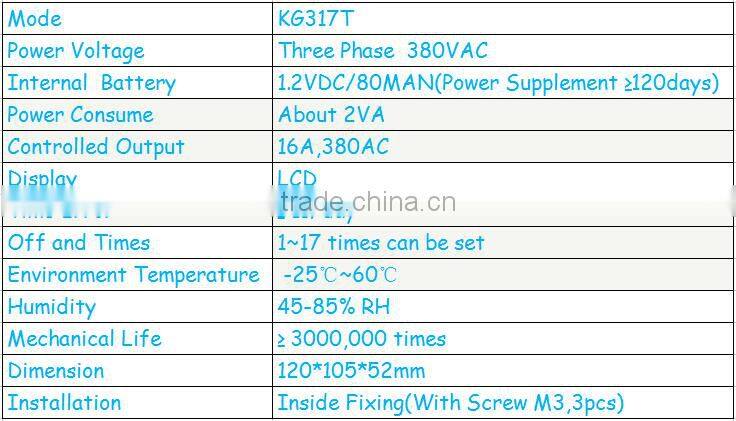 Three-phase Micro-computer digital timer switch KG317T