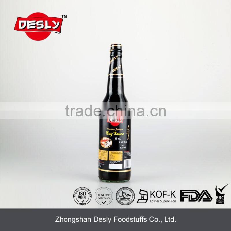 Desly premimum Japanese soy sauce 625ml BRC hot selling