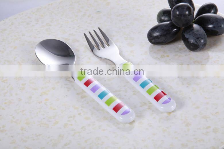 competition price kid's stainless steel cutlery set painting vivid color