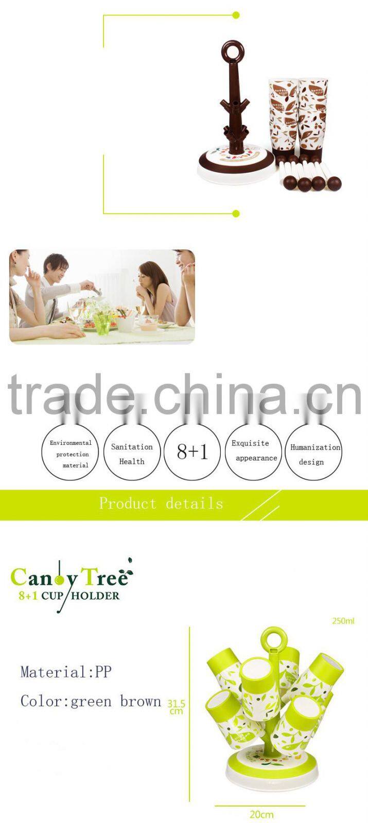 Mug Hooks Stand Tree organizer 8 pcs Racks Kitchen Cup Holder Coffee Tea Home Collection with 8 cups