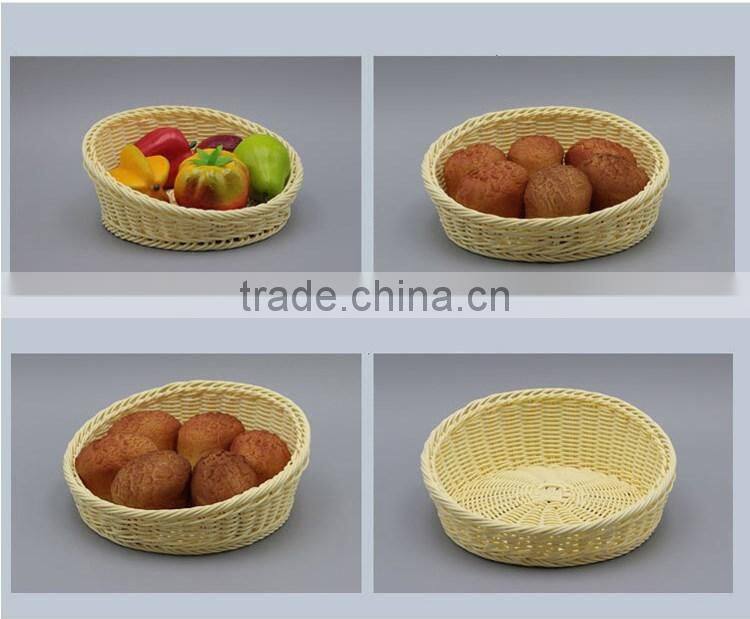 Multi sizes home or supermarket display using fruit basket eco-friendly plastic rattan woven food basket