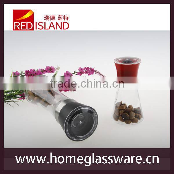 wholesale glass spice bottle with grinder lid glass grinder
