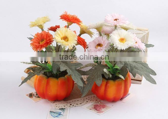 New design silk chrysanthemum pumpkin shape artificial decorative bonsai