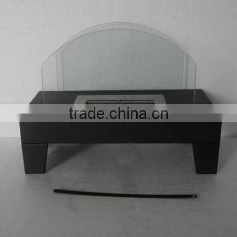 large stainless steel bio ethanol fireplace with crushed glass