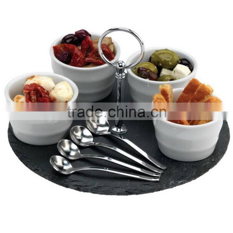 rectangular black Natural Slate food serving tray
