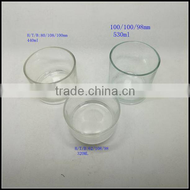 600ml cylinder glass candle cup with slate stone lid