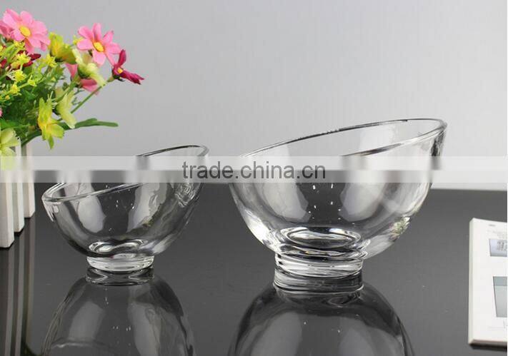 400ml Slope shape glass bowl salad glass bowl unique shape fruit bowl