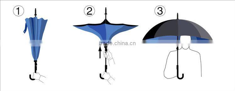 New Car straight upside down reverse umbrella with c handle