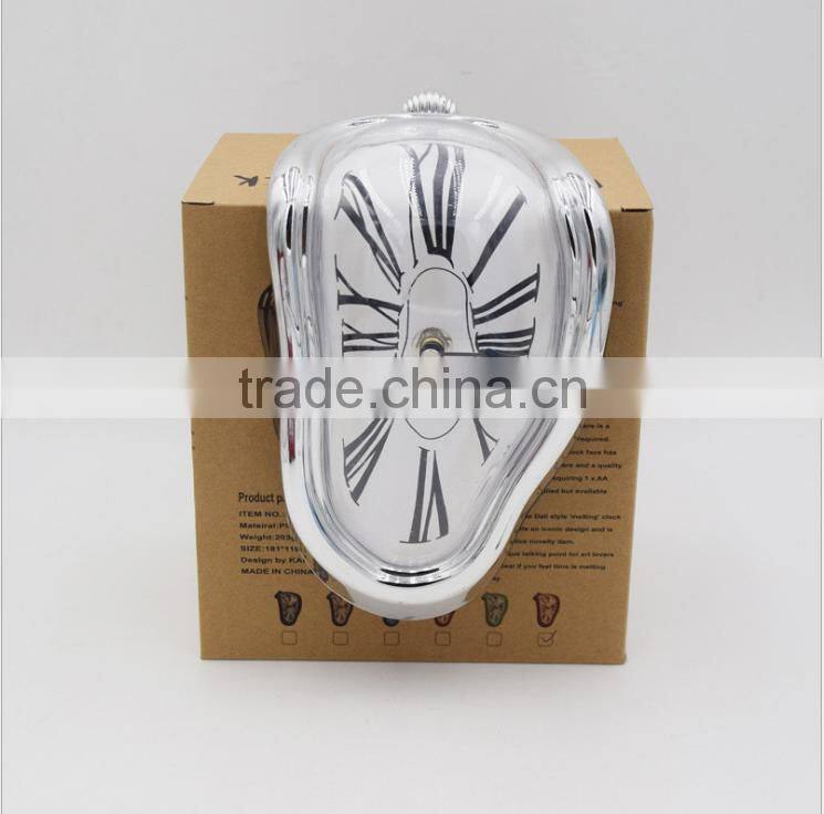 Creative L Shape Curving Wall Clock, Fashion Melting Clock, Roman Number Clock