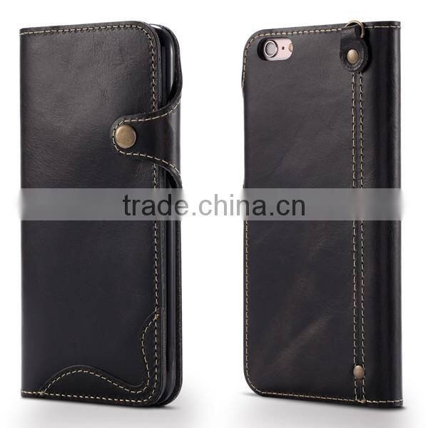 Retro Oil Wax Leather, Flip Cowhide Leather Phone Case For iPhone6/6s/plus