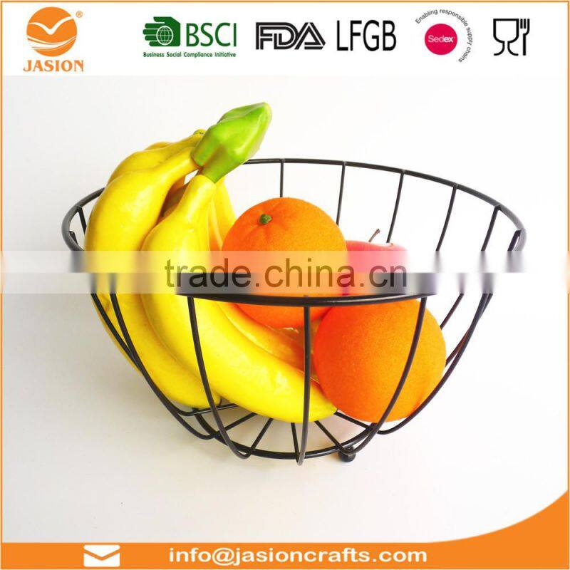 WI2915 Wire Fruit Bowl Holder Display Basket with Banana Hanger Hook