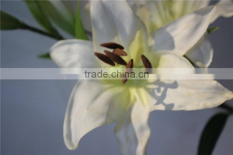 hot sale brand name decorative artificial two flowers two buds lily
