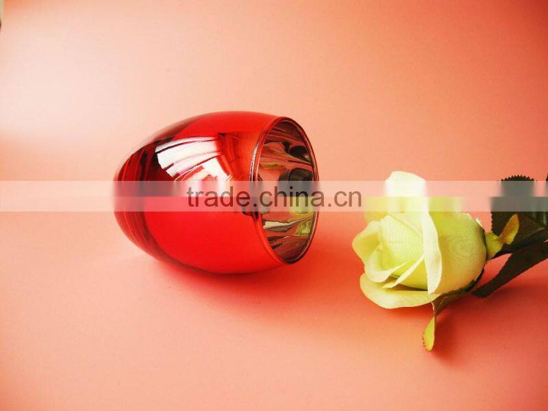 Red glass jar for candle new arrival