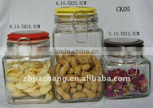 Hot sell- Airtight clear airtight glass jar with metal clip