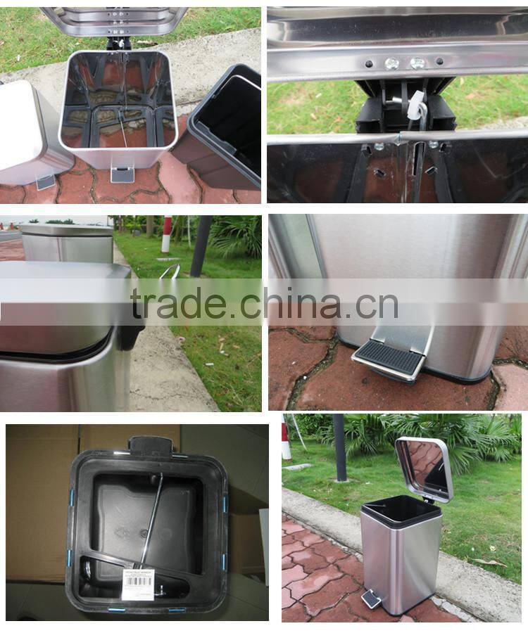 3 liters-30 liters stainless steel foot pedal garbage bin sqaure pedal bin waste bin