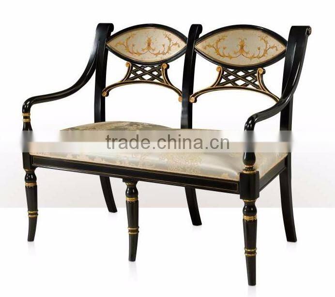 Finely Hand Carved Elegant Royal English Style Settee with Chinoiserie Painting, Exquisite Handmade Loveseat Sofa BF12-04104a