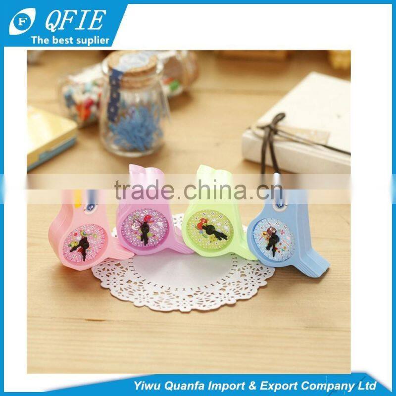 Promotional kid's gift lovely bird shape clock model plastic mechanical pencil sharpener with two-hole