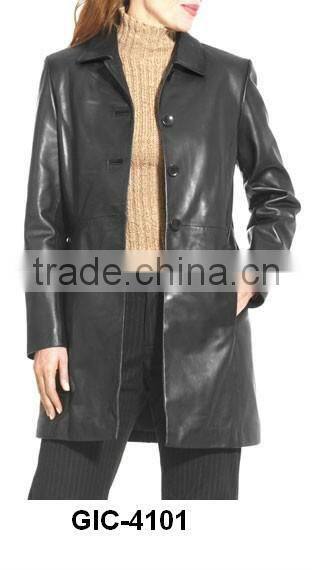 ladies long leather coats