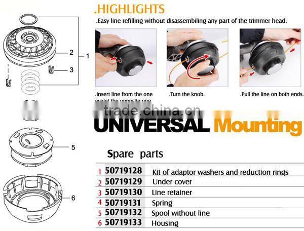 universal easy-load tap-n-go trimmer head for lawn mower