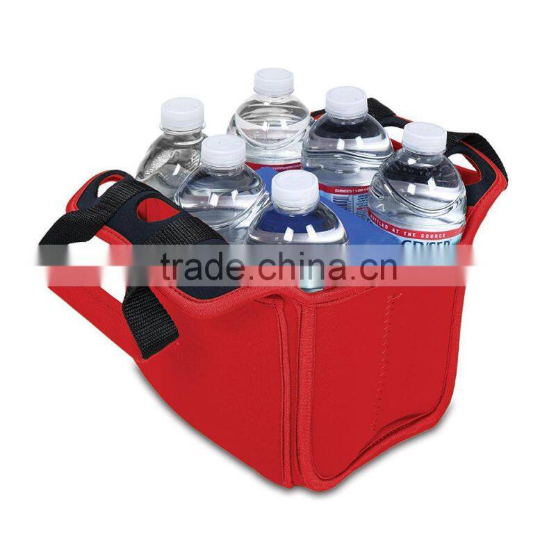 Picnic six-pack insulated beverage tote comfortable handle bottle can sleeve