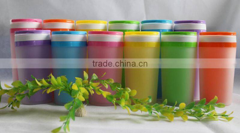 promotional plastic double-desk solid color cup