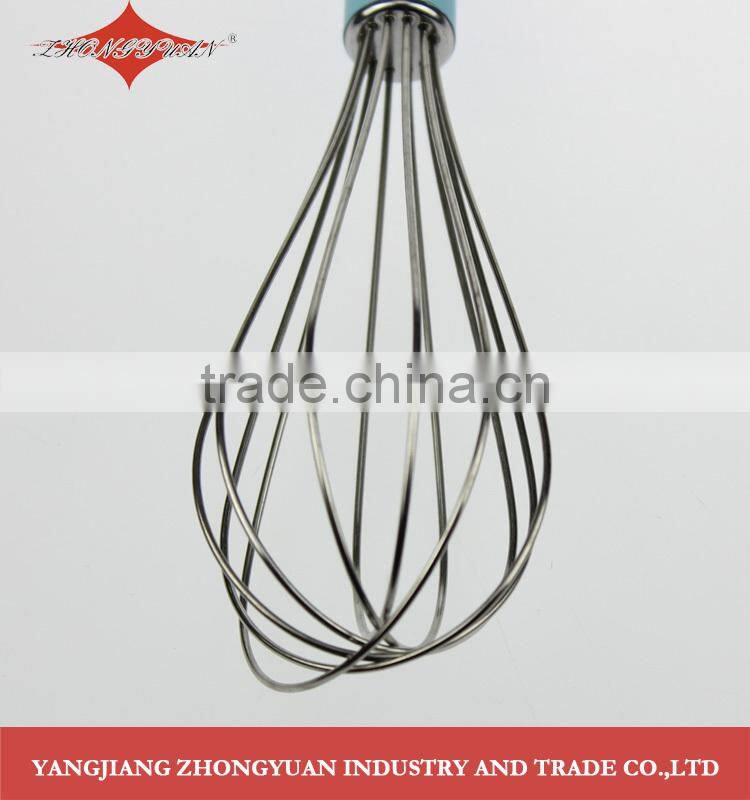 Hot selling 10" Stainless steel wires egg whisk with stainless steel handle