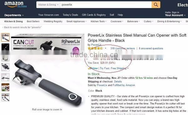 Stainless Steel Manual Can Opener with Soft Grips Handle