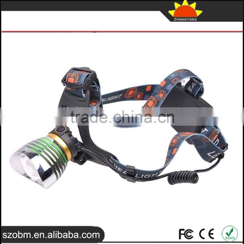 OEM XML-T6 LED 1000 Lumens 3 Mode Zoom Gold ingot shape LED Headlamp