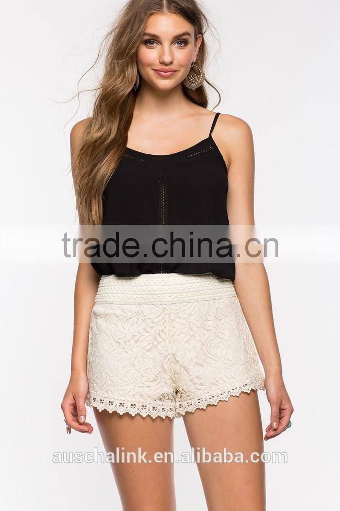 summer custom nice design women lace shorts OEM service