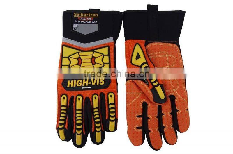 EN388 4232 oilfield drilling PVC dotts anti slip impact protection western safety work gloves