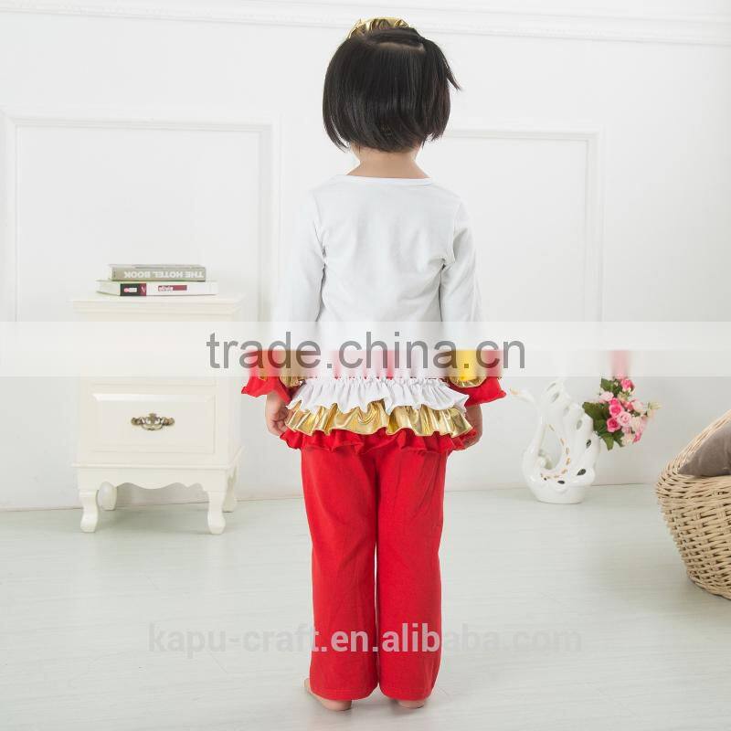 Halloween clothing sets pumpkin top and chevron ruffle pant clothing sets wholesale children boutique clothing sets