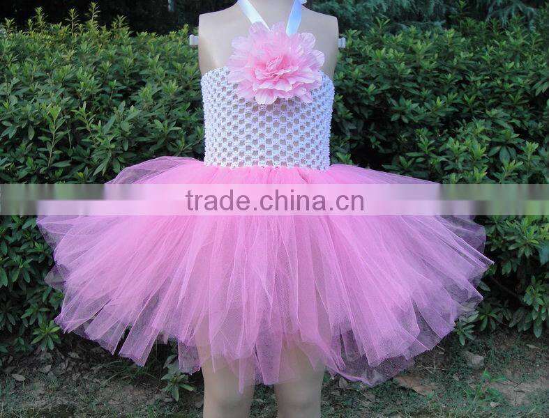 New style kids wear girl dress lovely tutu dress with tube top baby flower tutu dresses