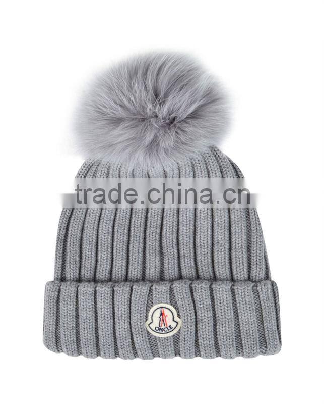 Multifunctional Plastic knit beanie with fur pom ball hat
