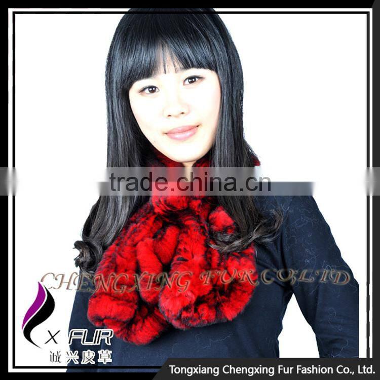 CX-S-48Q Frost Genuine Ladies Rex Rabbit Fur Scarf