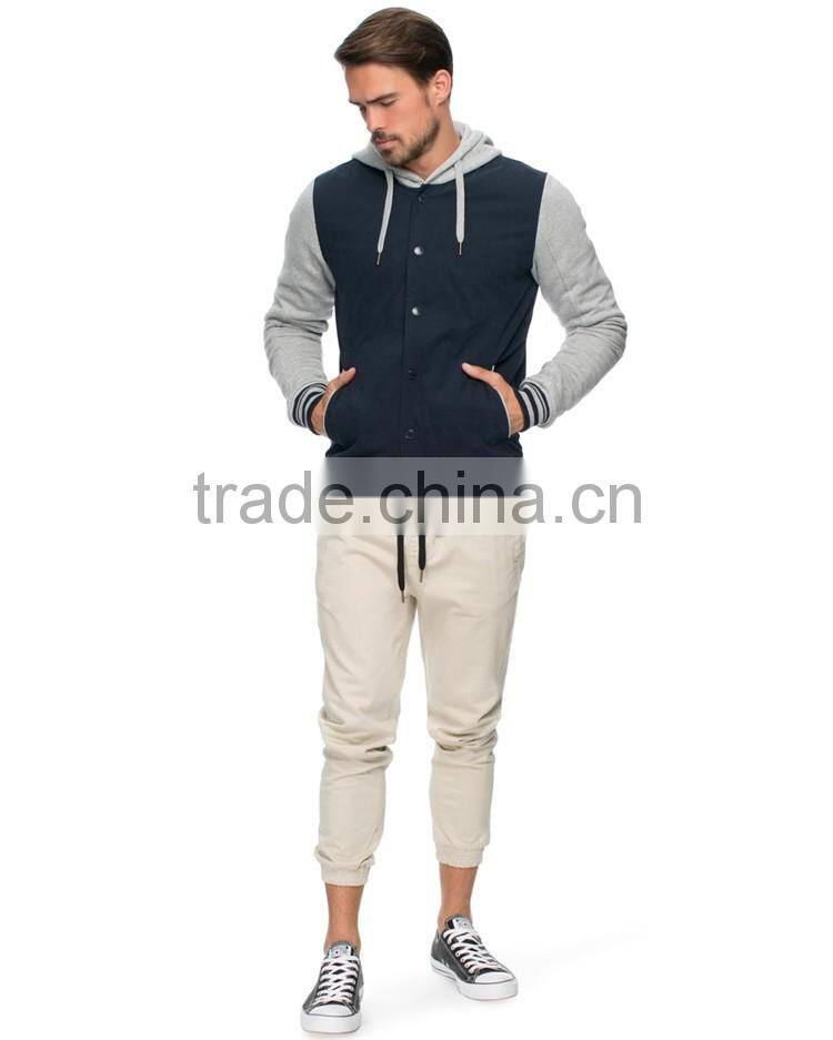 Mens ball park jacket hoodie button through hoodie 2015