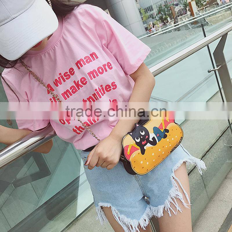 2017 New Cute Cartoon PU Leather Women Ice Small Chain Clutch Crossbody bags Girl Shoulder Messenger bag