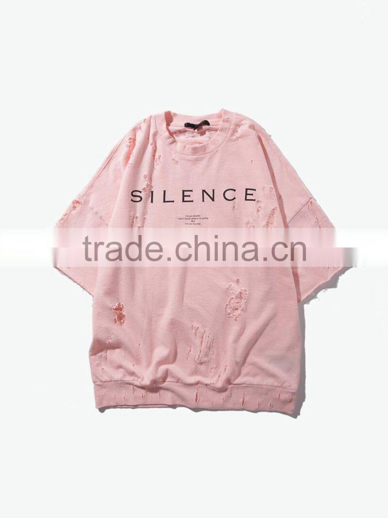 hip hop clothing distressed hoodie short sleeve sweatshirts