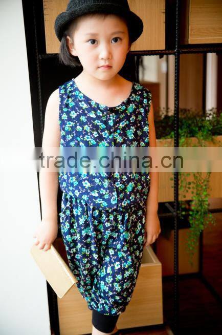 lovely sleeveless dress set chifon blouse set for baby girl printed flower jumpsuit