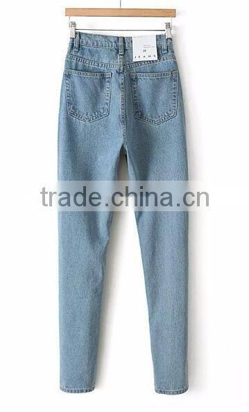 Runwaylover EY0617P Europe Style 2017 Ladies Fashion Washed Denim Jeans