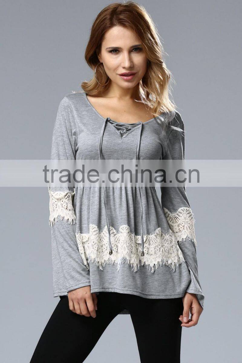 Fashion long sleeve blouse for fat women,plus size women clothing for sale 2017