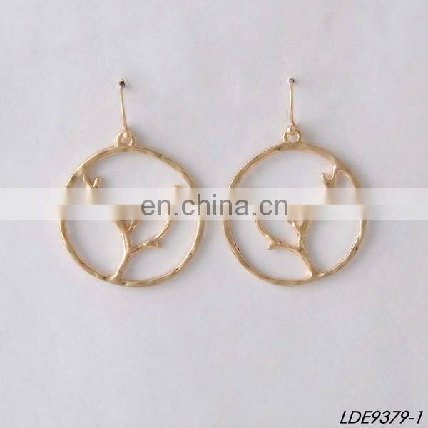 2016 fashion gold plated circle turquoise hanging earring hoop earring