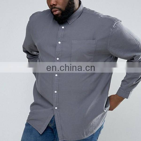 2017 plus size men's clothing western shirt with grey wash cotton shirt