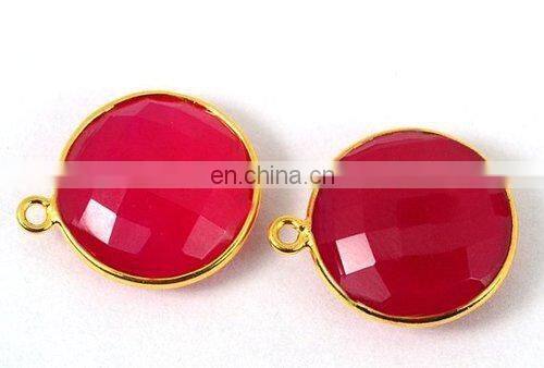 Wholesale semi precious gemstone connector/Rainbow Moonstone Bezel Gemstone Connectors/2015 color gemstone connector